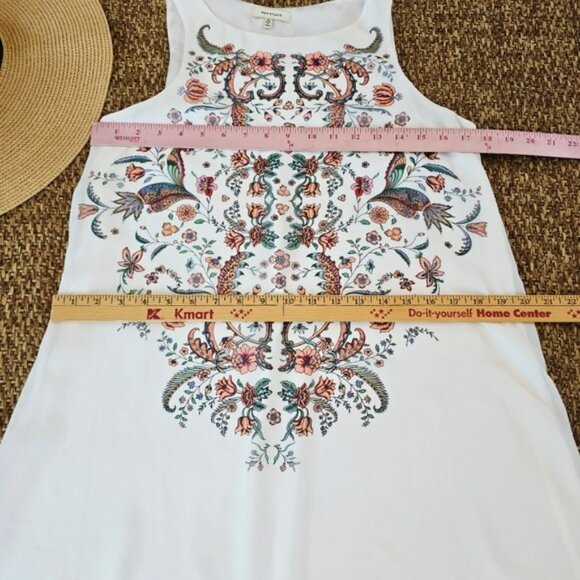 Max Studio Women's Mini Dress Size XS Relaxed Sheath White Colorful Bohemian - Picture 11 of 14